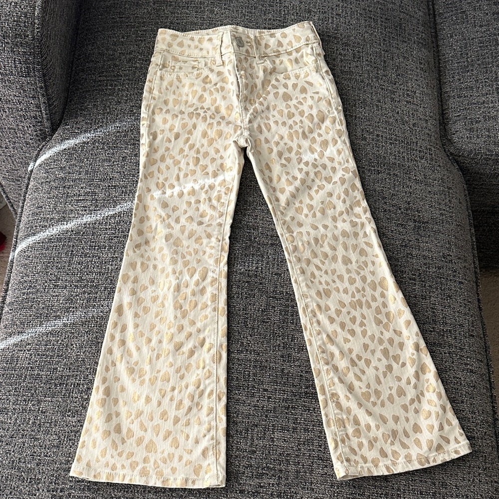 GAP Cream Jeans with Gold Heart Print